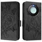 For Honor X9c Smart 5G Embossed Rose RFID Anti-theft Leather Phone Case(Black) - 2