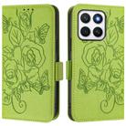For Honor X8c 4G Global Embossed Rose RFID Anti-theft Leather Phone Case(Green) - 2