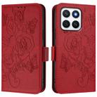 For Honor X8c 4G Global Embossed Rose RFID Anti-theft Leather Phone Case(Red) - 2