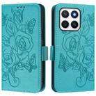 For Honor X8c 4G Global Embossed Rose RFID Anti-theft Leather Phone Case(Light Blue) - 2