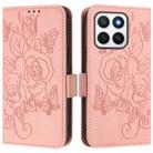 For Honor X8c 4G Global Embossed Rose RFID Anti-theft Leather Phone Case(Pink) - 2