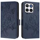 For Honor X8c 4G Global Embossed Rose RFID Anti-theft Leather Phone Case(Dark Blue) - 2
