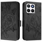For Honor X8c 4G Global Embossed Rose RFID Anti-theft Leather Phone Case(Black) - 2