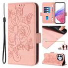 For Honor 400 Lite Embossed Rose RFID Anti-theft Leather Phone Case(Pink) - 1