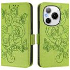 For Honor Power 5G Embossed Rose RFID Anti-theft Leather Phone Case(Green) - 2