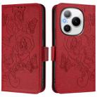 For Honor Power 5G Embossed Rose RFID Anti-theft Leather Phone Case(Red) - 2