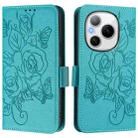 For Honor Power 5G Embossed Rose RFID Anti-theft Leather Phone Case(Light Blue) - 2
