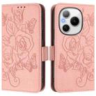 For Honor Power 5G Embossed Rose RFID Anti-theft Leather Phone Case(Pink) - 2