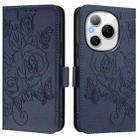 For Honor Power 5G Embossed Rose RFID Anti-theft Leather Phone Case(Dark Blue) - 2