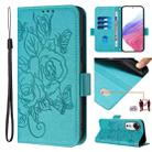 For Honor Play 60 5G Embossed Rose RFID Anti-theft Leather Phone Case(Light Blue) - 1
