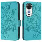 For Honor Play 60 5G Embossed Rose RFID Anti-theft Leather Phone Case(Light Blue) - 2