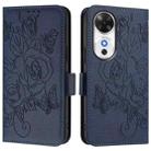 For Honor Play 60 5G Embossed Rose RFID Anti-theft Leather Phone Case(Dark Blue) - 2