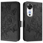 For Honor Play 60 5G Embossed Rose RFID Anti-theft Leather Phone Case(Black) - 2