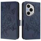 For Honor 400 Pro 5G Embossed Rose RFID Anti-theft Leather Phone Case(Dark Blue) - 2