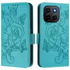 For Honor X6c 4G Embossed Rose RFID Anti-theft Leather Phone Case(Light Blue) - 2