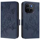 For Honor X6c 4G Embossed Rose RFID Anti-theft Leather Phone Case(Dark Blue) - 2