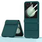 For Samsung Galaxy Z Flip5 5G Integrated PC Leather Texture Folding Phone Case with Hinge(Green) - 1