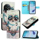 For OnePlus 11 3D Painting Horizontal Flip Leather Phone Case(Grey Owl) - 1