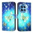 For OnePlus 12R Global 3D Painting Horizontal Flip Leather Phone Case(Golden Butterfly) - 2