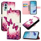 For OnePlus Nord 2 5G 3D Painting Horizontal Flip Leather Phone Case(Rose Butterfly) - 1