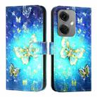 For OnePlus Nord CE3 India 3D Painting Horizontal Flip Leather Phone Case(Golden Butterfly) - 2