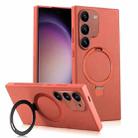 For Samsung Galaxy S23+ 5G MagSafe Rotation Holder PC + Leather Phone Case(Orange) - 1