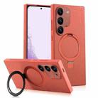 For Samsung Galaxy S22+ 5G MagSafe Rotation Holder PC + Leather Phone Case(Orange) - 1