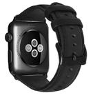 For Apple Watch SE 2023 44mm Oil Wax Genuine Leather Watch Band(Black) - 2