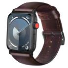 For Apple Watch SE 2023 44mm Oil Wax Genuine Leather Watch Band(Red Brown) - 1