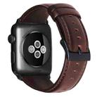 For Apple Watch SE 2023 44mm Oil Wax Genuine Leather Watch Band(Red Brown) - 2