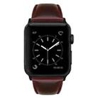 For Apple Watch SE 2023 44mm Oil Wax Genuine Leather Watch Band(Red Brown) - 3