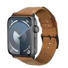 For Apple Watch SE 2023 44mm Oil Wax Genuine Leather Watch Band(Yellow Brown) - 1