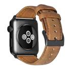 For Apple Watch SE 2023 44mm Oil Wax Genuine Leather Watch Band(Yellow Brown) - 2