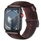 For Apple Watch Series 9 45mm Oil Wax Genuine Leather Watch Band(Red Brown) - 1