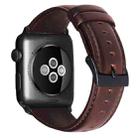 For Apple Watch Series 9 41mm Oil Wax Genuine Leather Watch Band(Red Brown) - 2