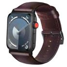 For Apple Watch SE 2022 44mm Oil Wax Genuine Leather Watch Band(Red Brown) - 1