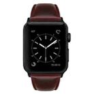 For Apple Watch Series 6 40mm Oil Wax Genuine Leather Watch Band(Red Brown) - 3