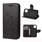 For iPhone 12 mini Butterfly Flower Pattern Horizontal Flip Leather Case with Holder & Card Slots & Wallet(Black) - 1