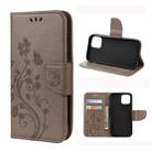 For iPhone 12 / 12 Pro Butterfly Flower Pattern Horizontal Flip Leather Case with Holder & Card Slots & Wallet(Grey) - 1