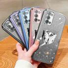 For Samsung Galaxy Note20 Plated Gradient Glitter Butterfly Holder TPU Phone Case(Silver) - 2