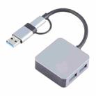 BYL-2320A 4 in 2 USB + USB-C / Type-C to USB + USB-C / Type-C 4 Port HUB Adapter(Grey) - 2
