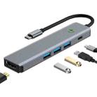 BYL-2319 5 in 1 USB-C / Type-C to USB3.0+USB-C / Type-C+HDTV Multi-function Docking Station(Grey) - 1