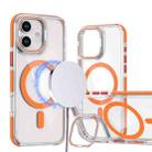 For iPhone 12 / 12 Pro Dual-Color Clear Acrylic Hybrid TPU Lens Flip Holder MagSafe Phone Case(Orange) - 1