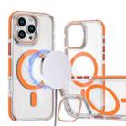 For iPhone 12 Pro Max Dual-Color Clear Acrylic Hybrid TPU Lens Flip Holder MagSafe Phone Case(Orange) - 1