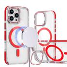 For iPhone 12 Pro Max Dual-Color Clear Acrylic Hybrid TPU Lens Flip Holder MagSafe Phone Case(Red) - 1