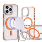 For iPhone 13 Pro Dual-Color Clear Acrylic Hybrid TPU Lens Flip Holder MagSafe Phone Case(Orange) - 1