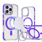 For iPhone 13 Pro Dual-Color Clear Acrylic Hybrid TPU Lens Flip Holder MagSafe Phone Case(Purple) - 1