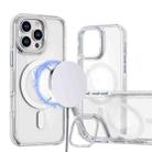 For iPhone 13 Pro Max Dual-Color Clear Acrylic Hybrid TPU Lens Flip Holder MagSafe Phone Case(White) - 1