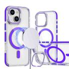 For iPhone 14 Plus Dual-Color Clear Acrylic Hybrid TPU Lens Flip Holder MagSafe Phone Case(Purple) - 1