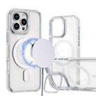 For iPhone 14 Pro Dual-Color Clear Acrylic Hybrid TPU Lens Flip Holder MagSafe Phone Case(White) - 1